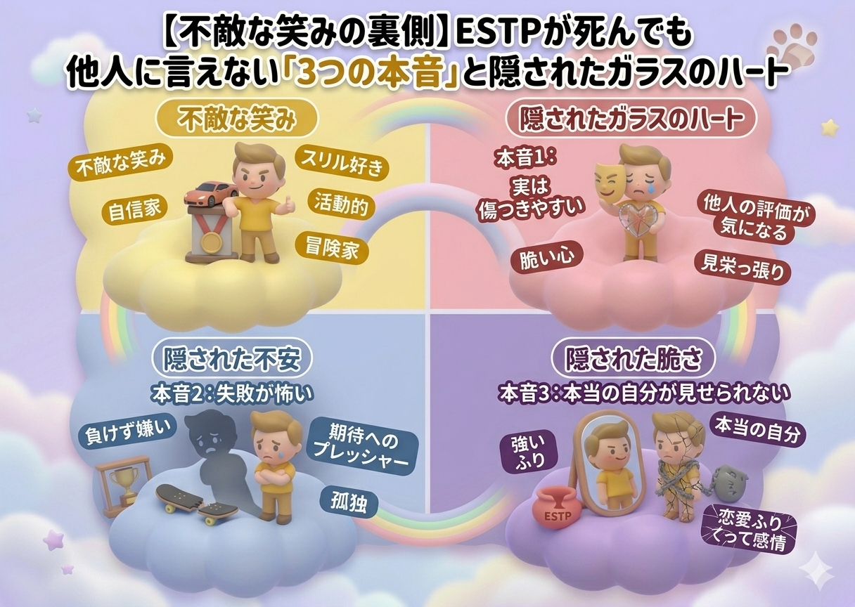 【不敵な笑みの裏側】ESTPが死んでも他人に言えない「3つの本音」と隠されたガラスのハート