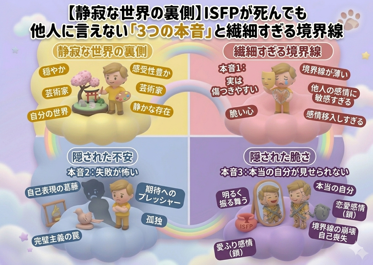 【静寂な世界の裏側】ISFPが死んでも他人に言えない「3つの本音」と繊細すぎる境界線