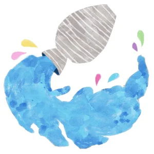 水瓶から水が注ぎ出されているイラスト