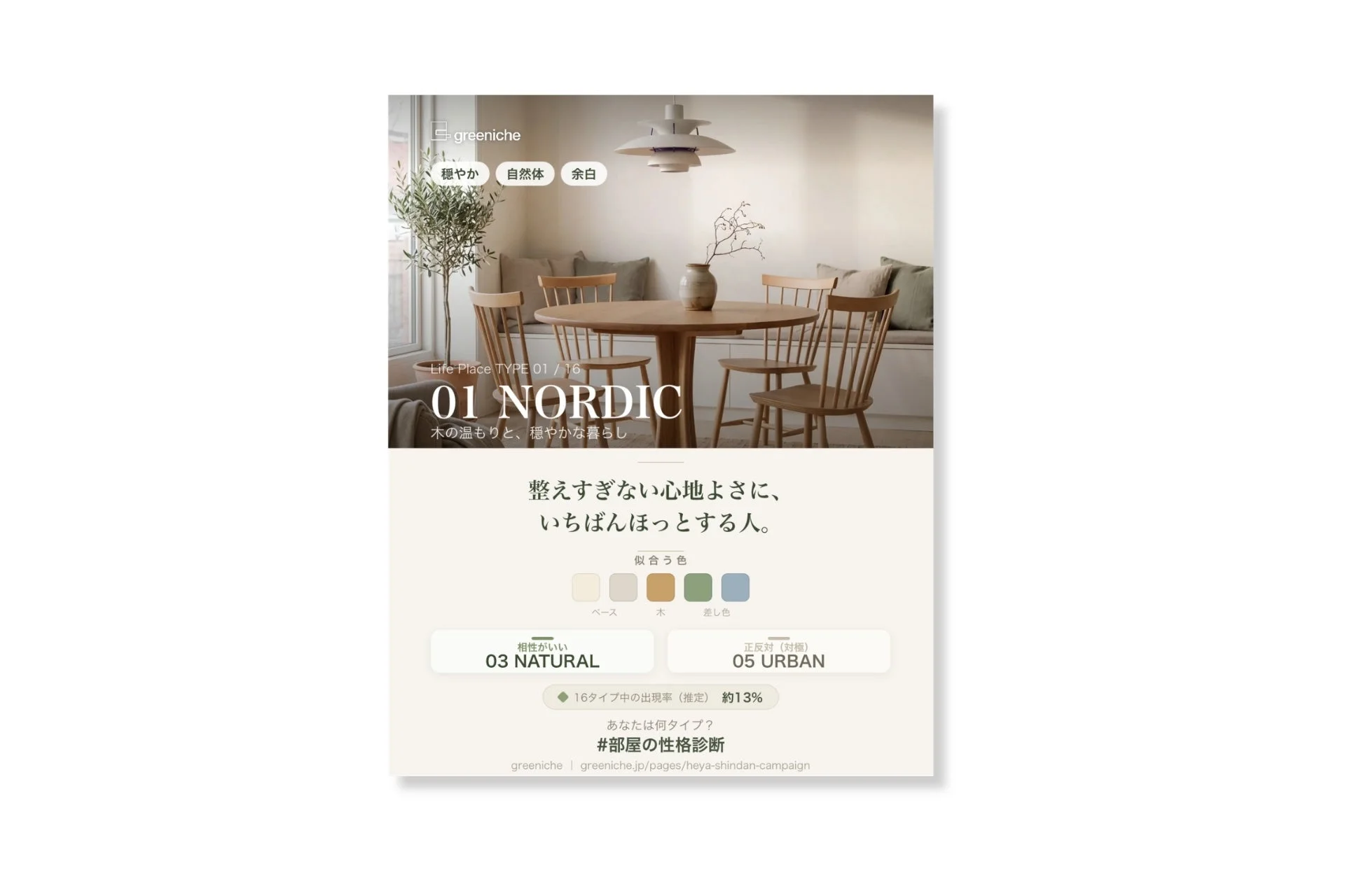greenicheの「01 NORDIC」スタイルを紹介する広告画像
