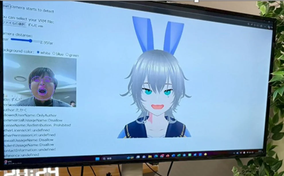 PCモニターにアバターとトラッキング