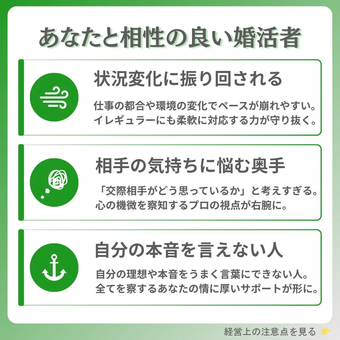 あなたと相性の良い婚活者について解説した画像