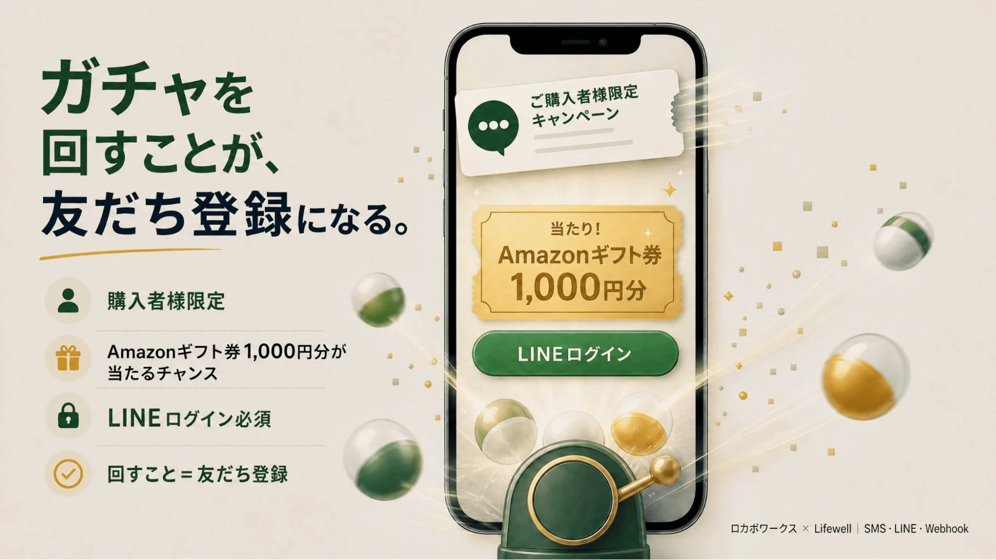 ガチャを回すことが、友だち登録になる。
